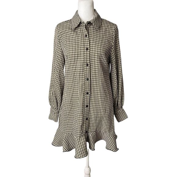 Pretty Little Thing US 2 Shirt Dress Long Sleeve Button Front Collared - Picture 1 of 9